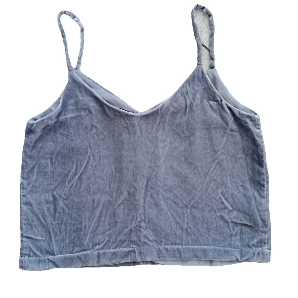 Madewell Velvet Button Down Cami Tank Top Sz 10 Grey Blue Classic Preppy - Picture 5 of 9